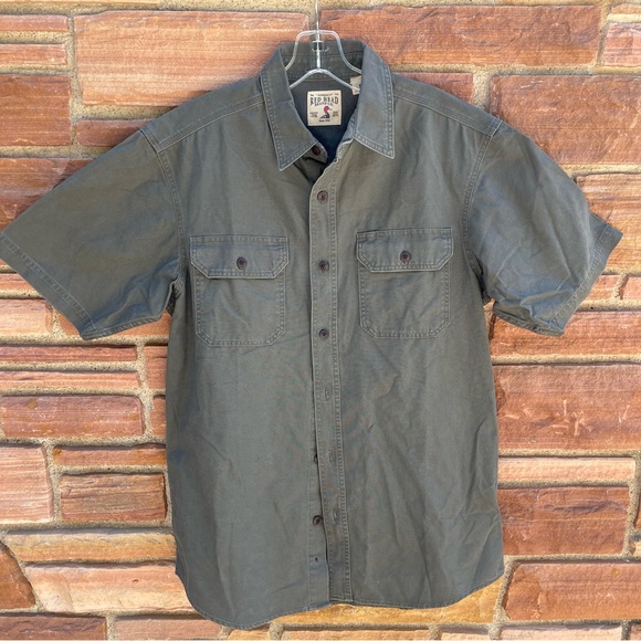Red Head Brand Co. Size Medium Men’s Button-Up Green Outdoor Short-sleeve Shirt - Picture 1 of 6